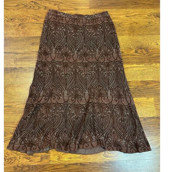 Peruvian Connection Dresses & Skirts - Peruvian Connection 100% Pima Cotton Midi Skirt Women’s Medium Brown Pull-On